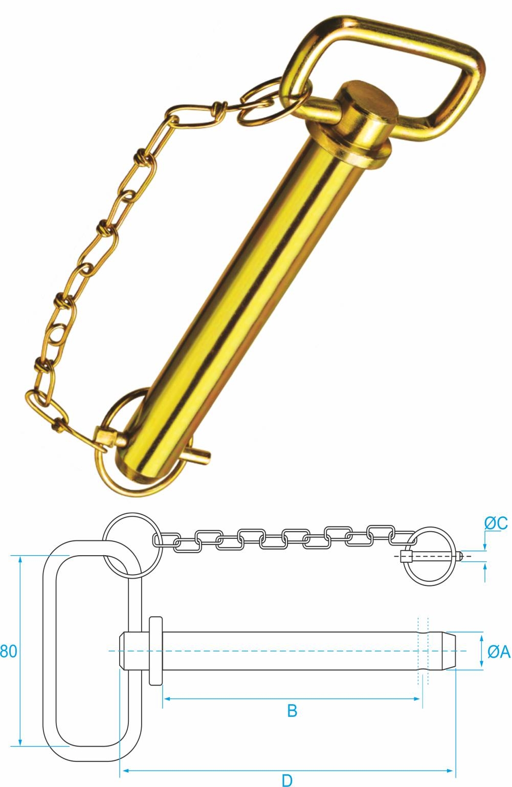 Hitch Pin with Chain & Linch Pin